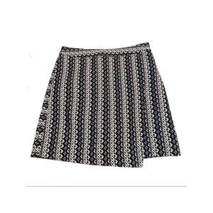 NWT The Limited Striped Black Blue White Mini Wrap Skirt Women's 0